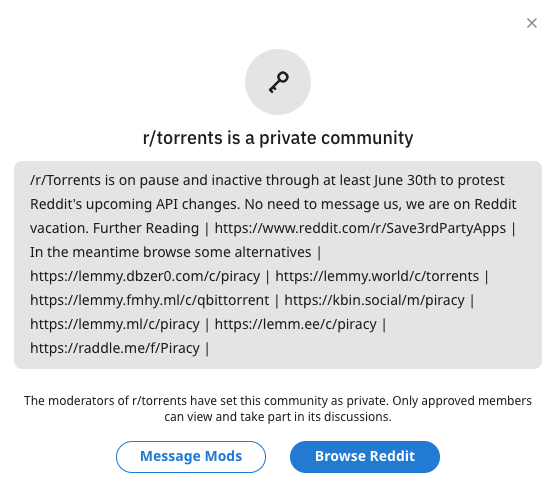 r/torrents is private