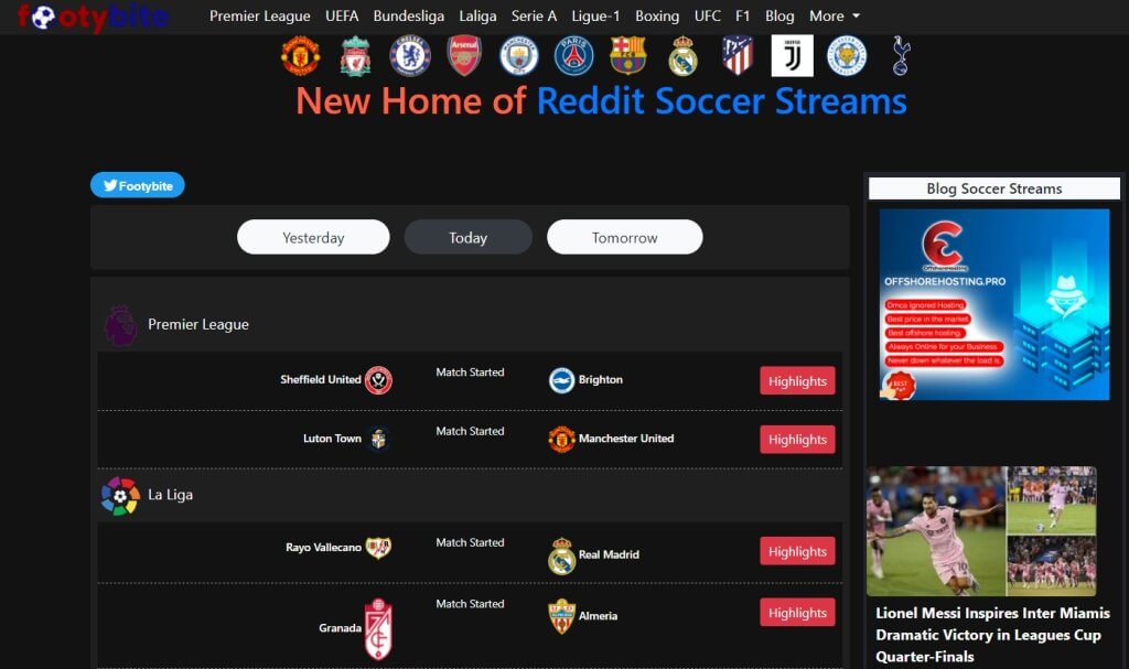 Footybyte is a soccer live streaming specialist site