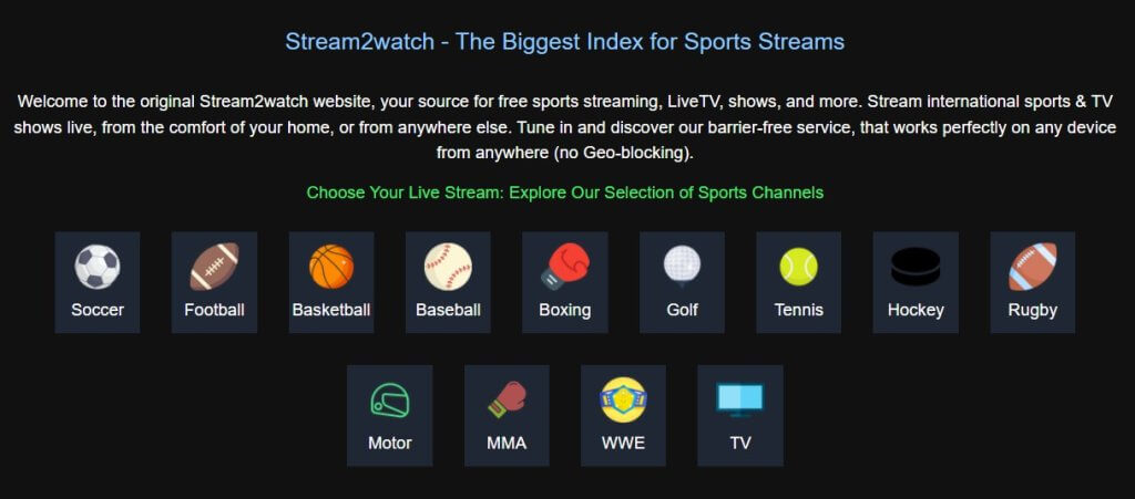 An absolute legend in the free sports streaming community, Stream2Watch offers anything and everything related to sports. 