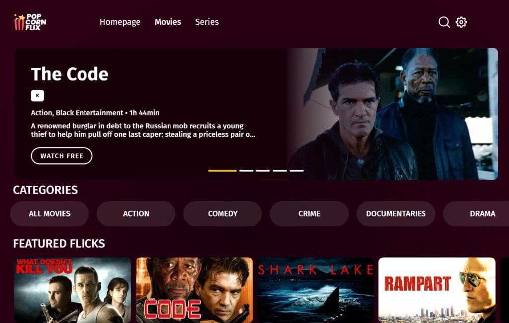Popcornflix is a free streaming service that offers various movies and TV shows. 