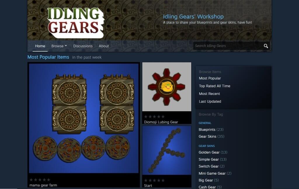 Idling Gears is a Steam Workshop-enabled game