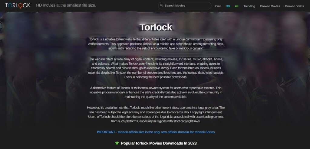 Torlock takes pride in its commitment to provide verified torrents. 