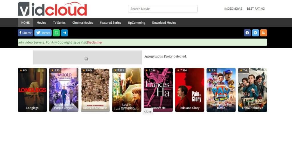 VidCloud, a streaming platform, features more of the older titles..